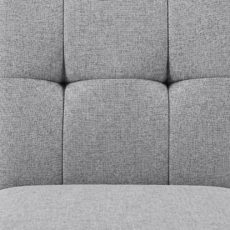 HOMCOM Lot de 2 chaises de salle à manger, chaise de cuisine moderne avec siège rembourré en tissu effet lin, gris clair
