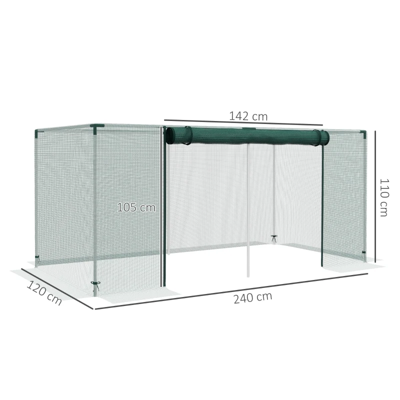 Outsunny Estufa de jardim gaiola de cultivo para plantas de jardim porta com zíper tubos em aço galvanizado 240 x 120 x 110 cm verde