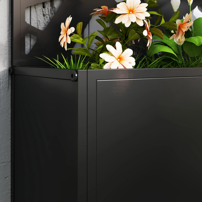 Outsunny Jardineira com biombo paravent treliça para Planta trepadeira, vaso de Flores - dim. 61L x 23l x 113H cm