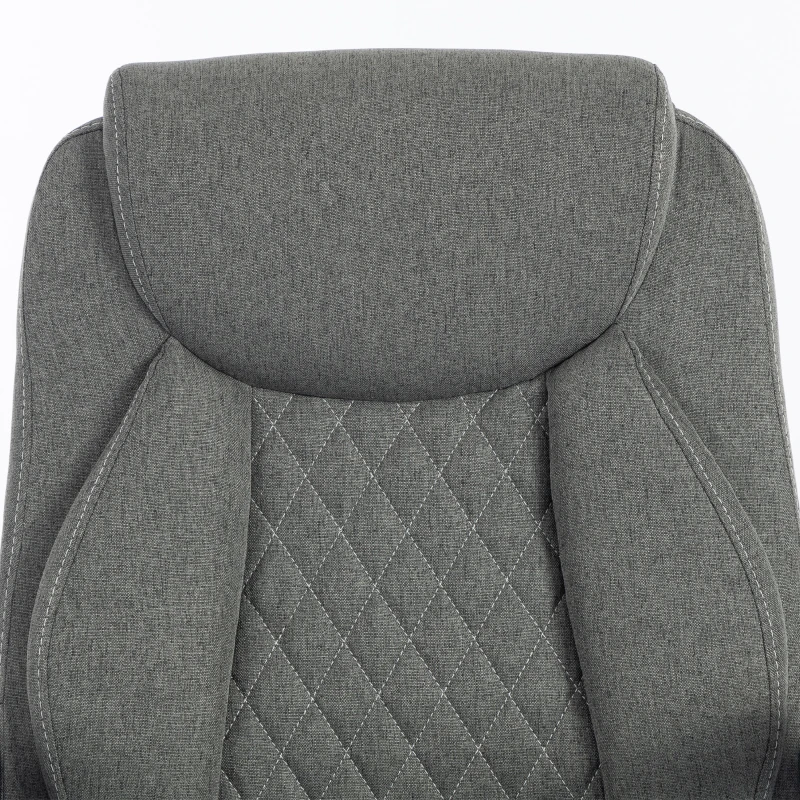 HOMCOM Linen-Look Computer Desk Chair, Executive Office Chair with Flip-Up Armrests and Thick Cushion, Grey
