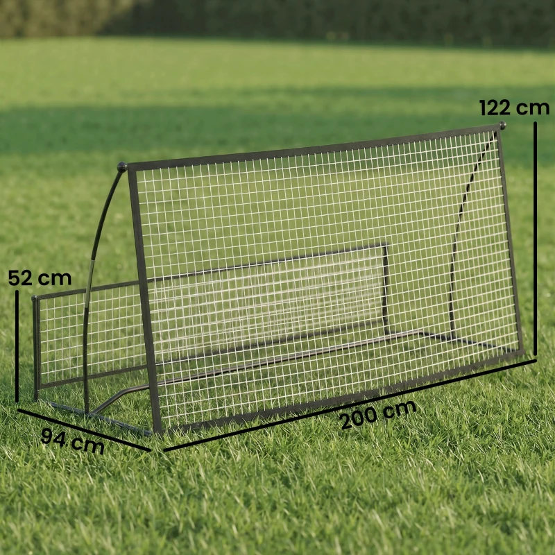 SPORTNOW Filet de Rebond Football Portable 2-en-1, Double Face, avec Sac de Transport et Piquets de Sol, 200x94x122/52cm, Noir