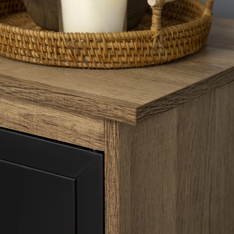 HOMCOM Estante Design Industrial - Móvel de Arrumação 3 nichos 3 compartimentos - Aspeto Madeira com Portas em Metal Preto