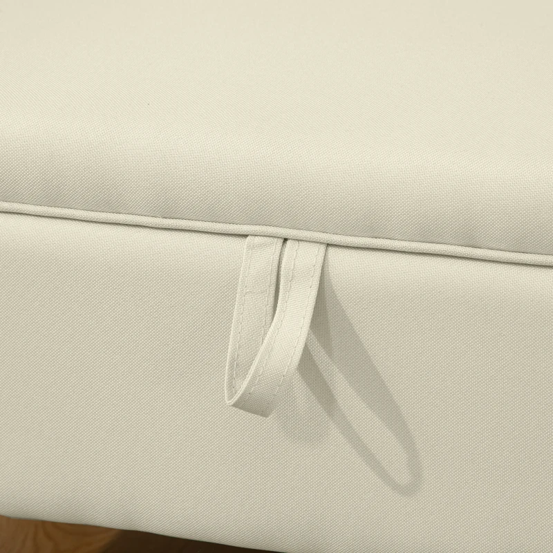 HOMCOM Banc de rangement, bout de lit, repose-pieds rembourré en lin avec pieds en bois de caoutchouc, 71x37x36cm, beige