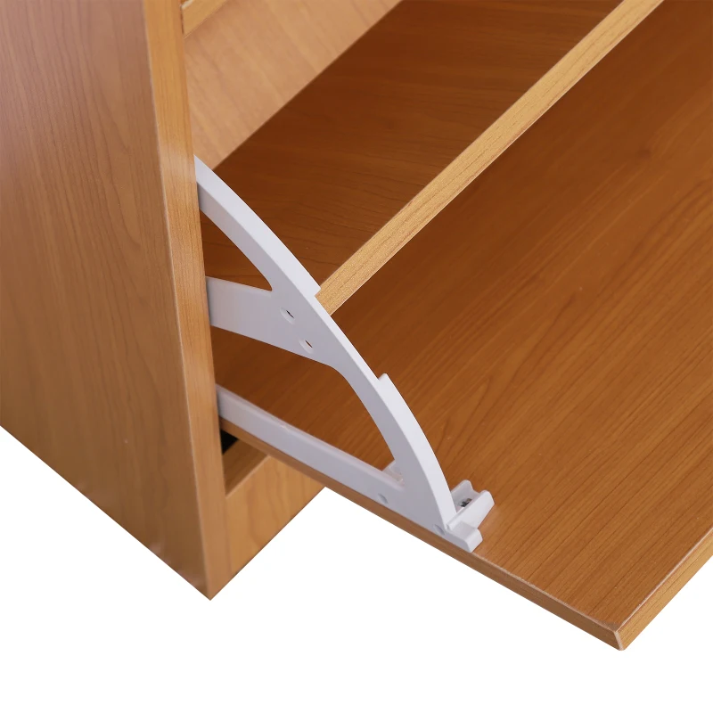 HOMCOM Recibidor de Entrada con Espejo Perchero y Zapatero Mueble de Recibidor de 2 Piezas con 6 Ganchos Estantes y Cajón Abatible para Pasillo Madera Marrón