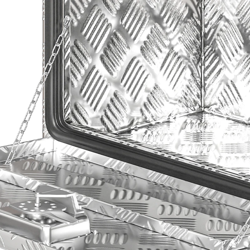 HOMCOM Boîte à outils pour camion en aluminium, 60,9 x 35,5 x 40,6 cm, coffre de rangement 76 L avec serrure et clés, argent