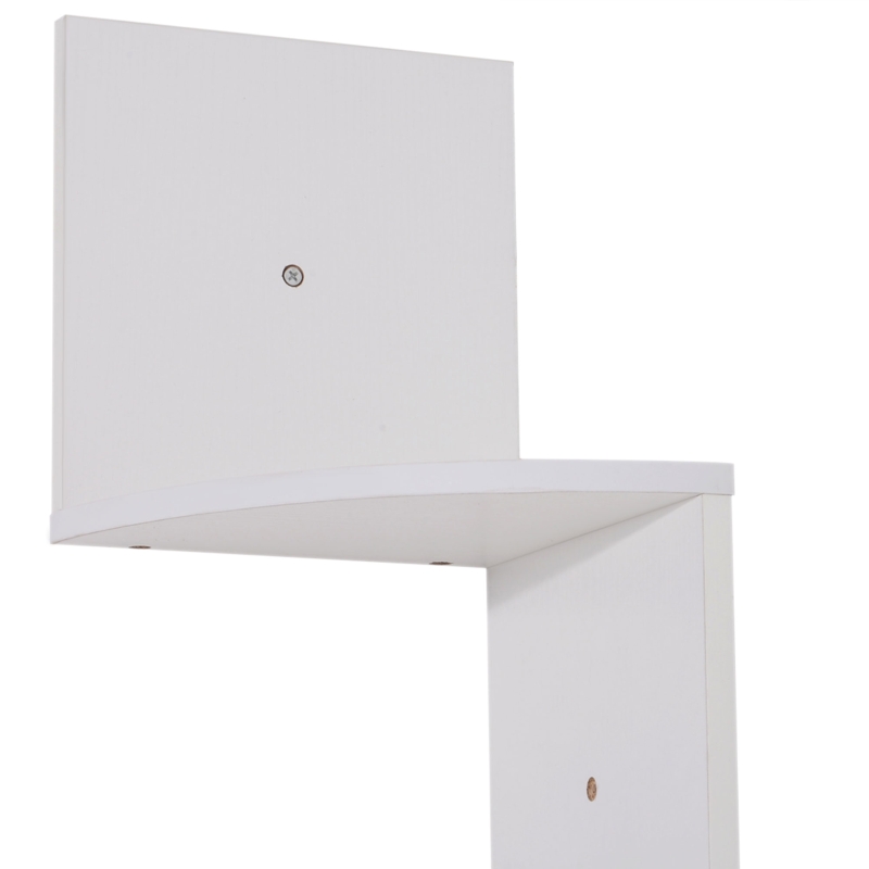 HOMCOM Estante de Canto de Parede em Forma de Zigzag 20L x 20l x 126H cm 5 Níveis Madeira Branca