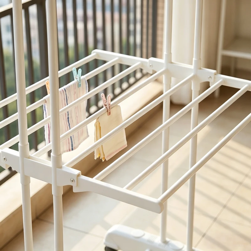 HOMCOM Tendedero plegable de 5 niveles con ruedas, tendedero de interior con alas laterales, estructura de acero, blanco