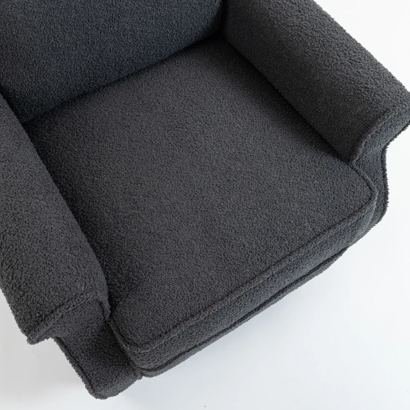 HOMCOM Poltrona relax reclinabile in tessuto teddy con poggiapiedi, Grigio