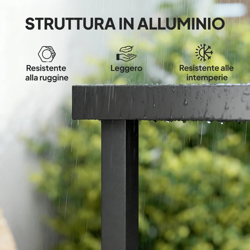 Outsunny Tavolo da Pranzo da Giardino per 8 Persone in Alluminio e Plastica, Nero