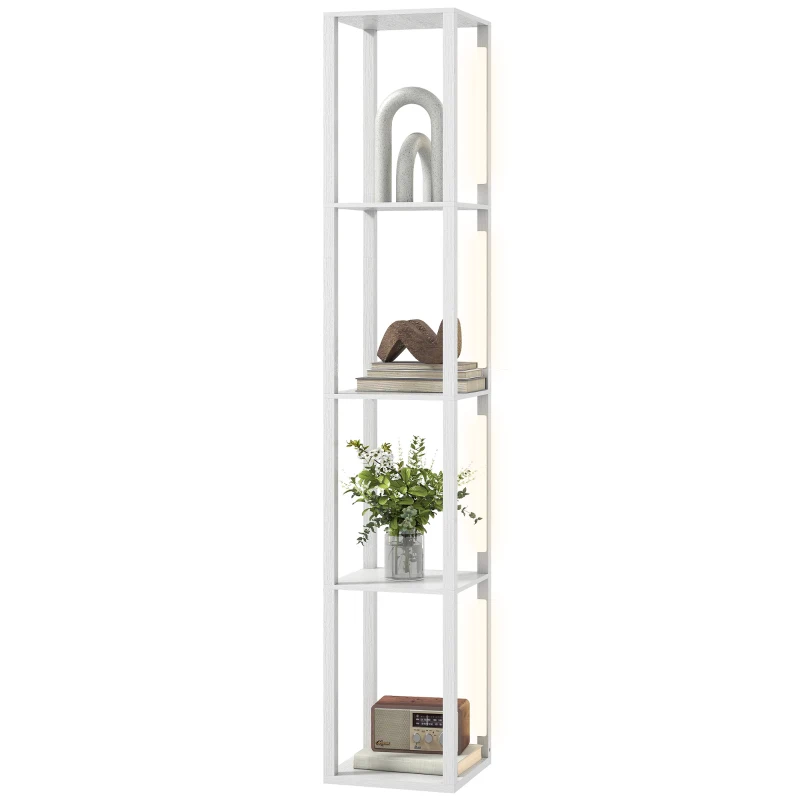 HOMCOM Floor Lamp with Shelves and 3 Brightness Levels - White