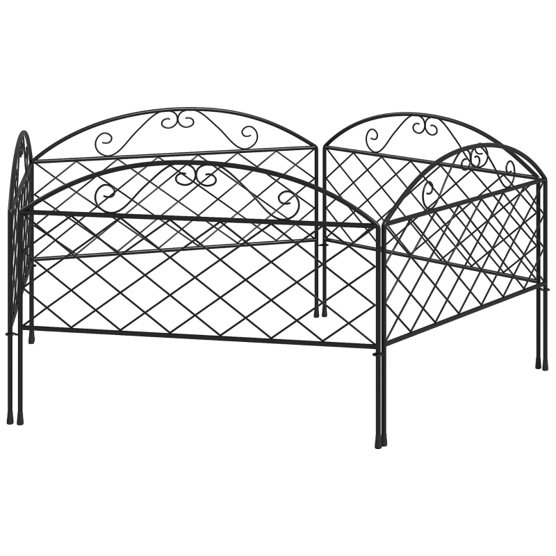 Outsunny Conjunto de 5 painéis de cerca de jardim decorativos em metal, borda de jardim, canteiro de flores - dim. 305 x 43 cm