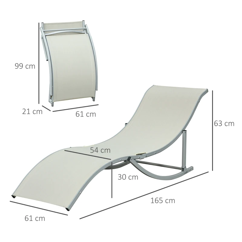 Outsunny Conjunto de 2 espreguiçadeiras dobráveis para jardim exterior em alumínio e textilene, carga 120 kg, bege