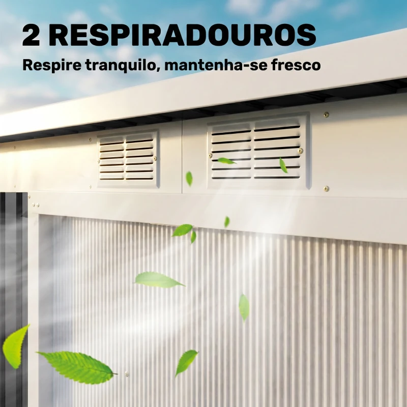Outsunny Abrigo de Jardim 280x130x172cm Abrigo de Exterior de Aço Galvanizado com Porta Corredeira e Ventilações Cinza Escuro