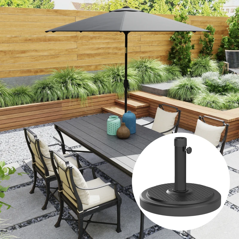 Outsunny Base para guarda-sol exterior para mastro de Ø 38 e 48 mm peso líquido 22 kg em metal Ø 48 x 38,5 cm preto