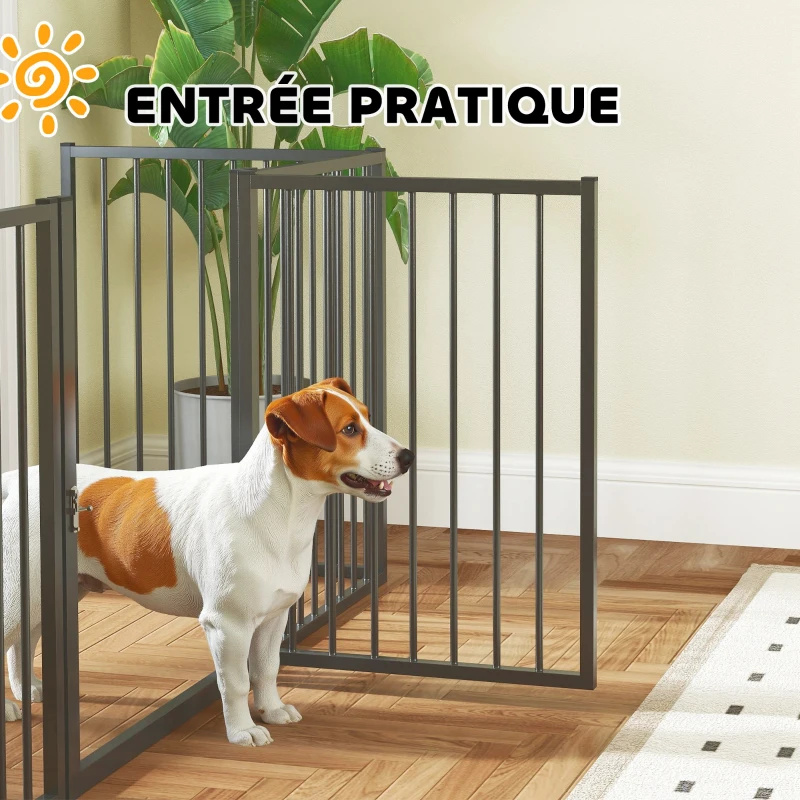 PawHut Parc pour chien, parc pour animaux, 5 panneaux, clôture portable pliable, sécurisé, noir