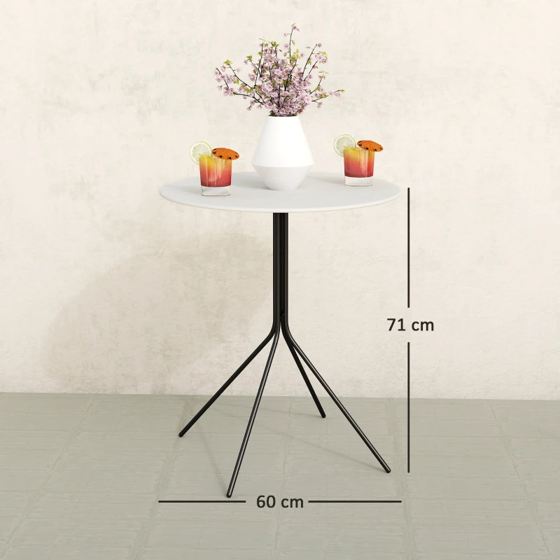Outsunny Mesa de jardim redonda Ø 60 cm, mesa de terraço com estrutura em aço, para interior e exterior, cinza escuro