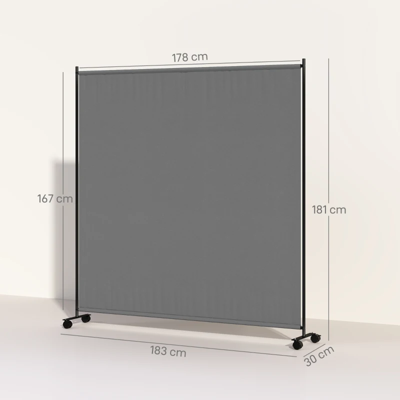 Outsunny Painel brise-vue paravento exterior com rodízios para jardim, terraço, varanda - dim. 183L x 30l x 181H cm - cinzento