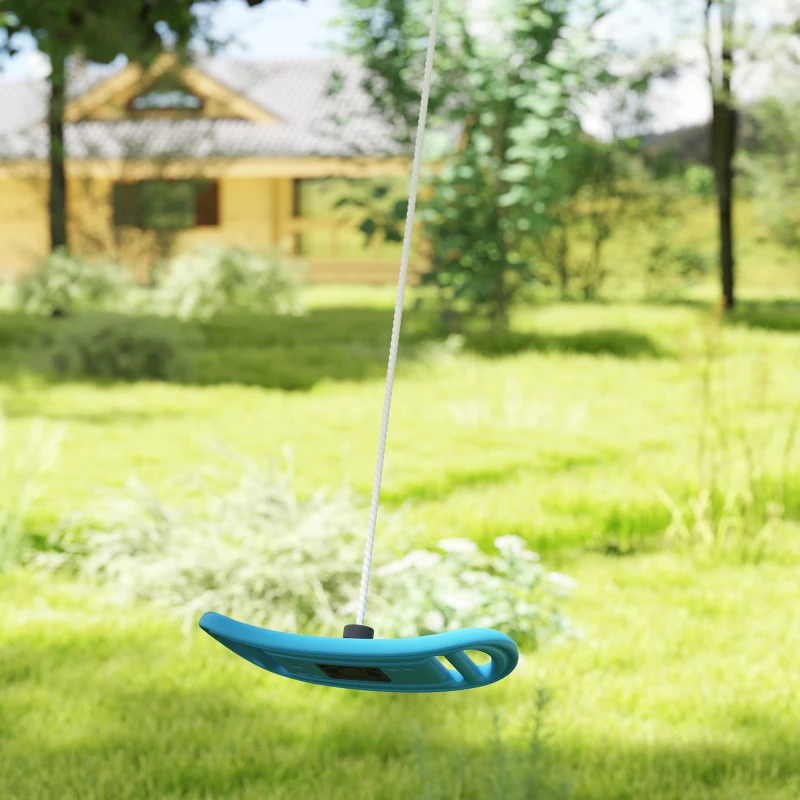 AIYAPLAY Balançoire enfant extérieur et intérieur avec corde réglable, mousqueton, charge max. 70 kg, bleu