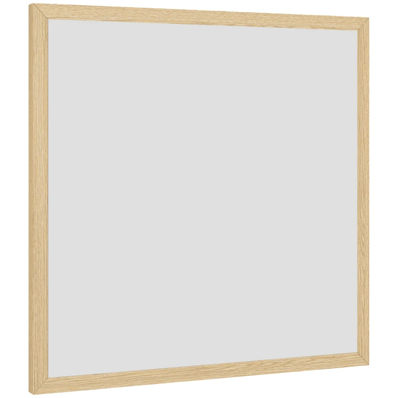 HOMCOM Espelho de parede quadrado 50 x 50 cm, moldura em madeira natural, ideal para casa de banho, sala ou quarto