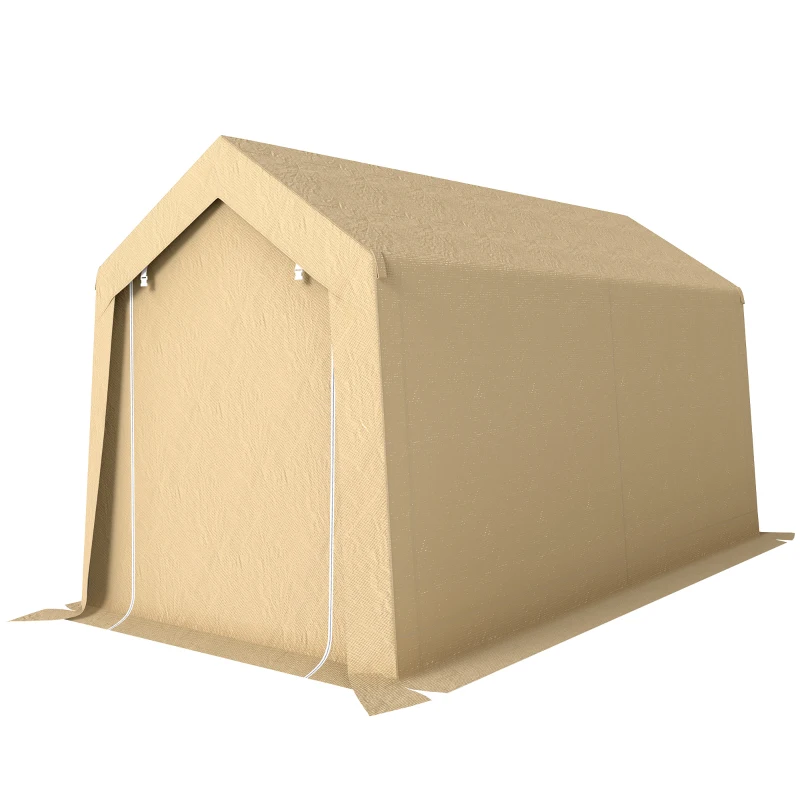 Outsunny Abri de jardin tente de stockage portable pour extérieur avec cadre en acier galvanisé et grande porte 2 x 3,6 m beige