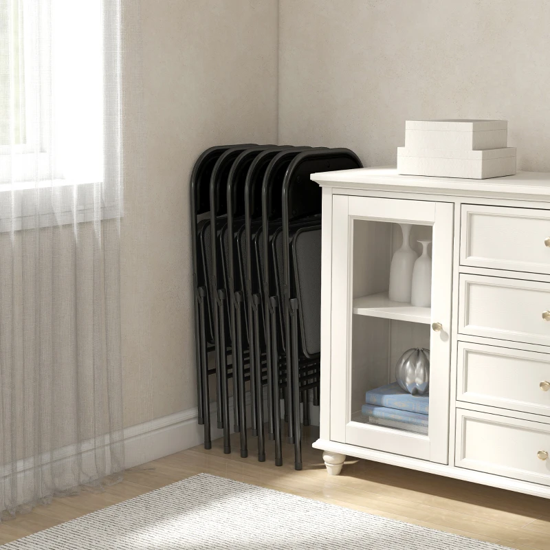 HOMCOM Lot de 6 chaises pliantes chaises de salle à manger portables cadre en acier 45 x 46 x 78 cm noir