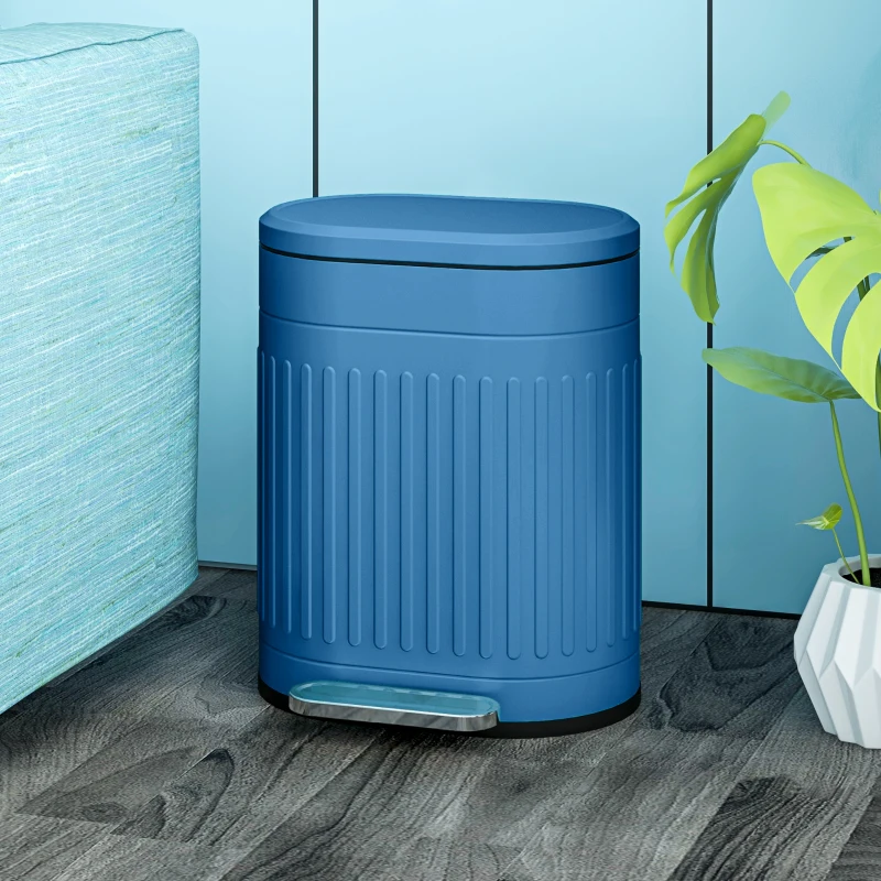 HOMCOM Lixeira de cozinha lixeira com pedal 20L tampa de fecho suave balde interior removível 36,5 x 31,2 x 45 cm azul