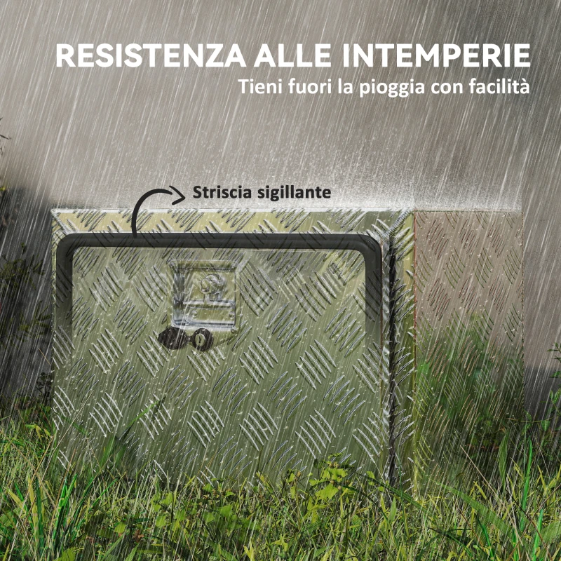 HOMCOM Cassetta degli Attrezzi da 76L in Alluminio con Serratura, 2 Chiavi e Maniglia Laterale, 60.9x35.5x40.6 cm, Argento