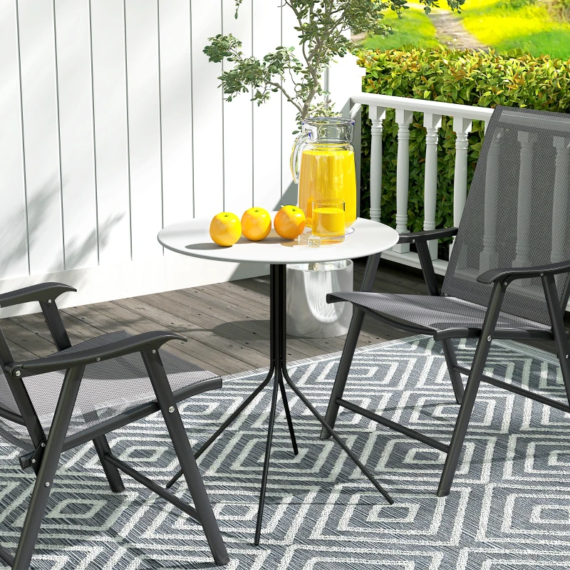 Outsunny Mesa de jardim redonda Ø 60 cm, mesa de terraço com estrutura em aço, para interior e exterior, cinza escuro