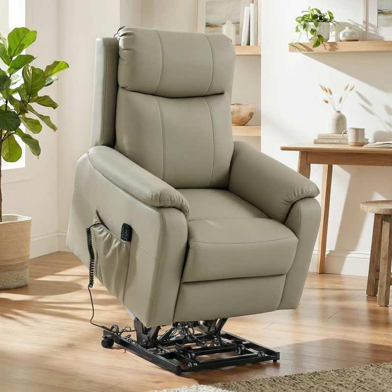 HOMCOM Fauteuil releveur électrique, fauteuil relax électrique, double moteur, dossier inclinable, 87x96x105cm, crème
