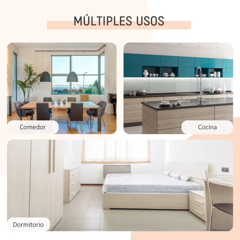 HOMCOM Mesa Plegable de Comedor, Mesa de Cocina Plegable, con Alas Abatibles, 4 Compartimentos, 3 Formas, Hasta 4 Personas, para Salón, Espacio Pequeño, 169x60x75 cm, Roble y Blanco