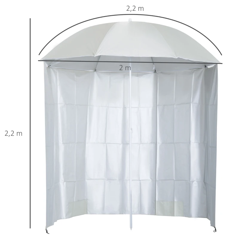 Outsunny Guarda-sol de praia Ø 2,2 x 2,2 m proteção UV, saco de transporte, estacas e lastros integrados creme