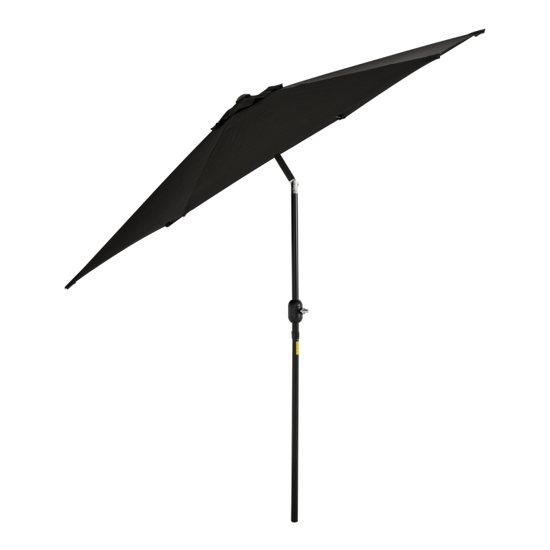 Outsunny Guarda-sol reto guarda-sol inclinável de jardim manivela tecido de poliéster alta densidade 180 g/m² Ø2,6 x 2,35 m alumínio preto
