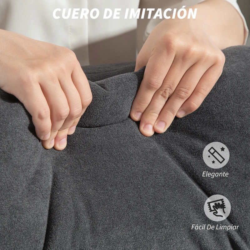 HOMCOM Silla de Escritorio con Reposapiés Respaldo Reclinable y Alto Asiento y Reposabrazos Anchos Acolchado Grueso Gris Oscuro