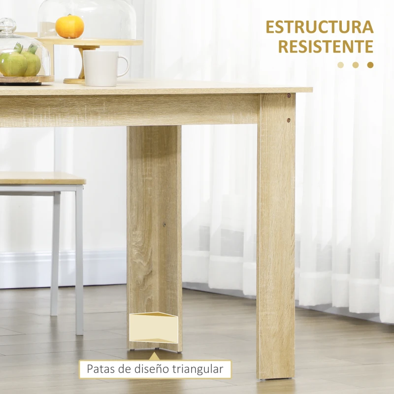 HOMCOM Mesa de Comedor para 4-6 Personas Rectangular de Melamina de Madera y Estilo Moderno 120x69x75 cm Roble