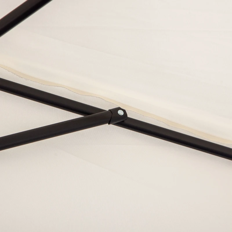 Outsunny Meio guarda-sol para varanda 5 varetas em metal com chaminé 2,93 x 1,5 x 2,49 m poliéster de alta densidade creme
