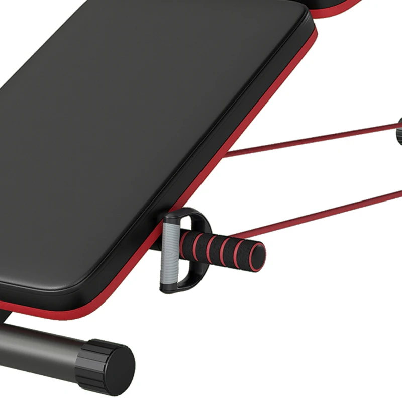 HOMCOM Foldable Sit Up Bench with Resistance Ropes, Core Workout Bench with Adjustable Thigh Support, for Home Gym, Black(m-8)