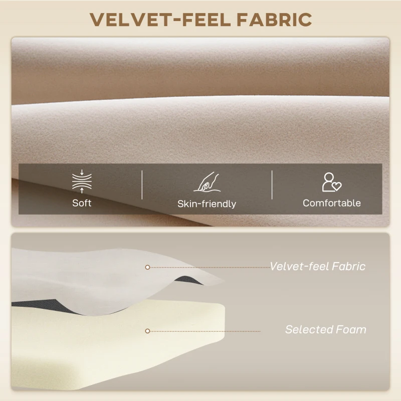 HOMCOM Sleeper Sofa 2-Seater Sofa Velvet Sofa, Sleeper Function, incl. 2 Pillows, Velvety Look, Beige