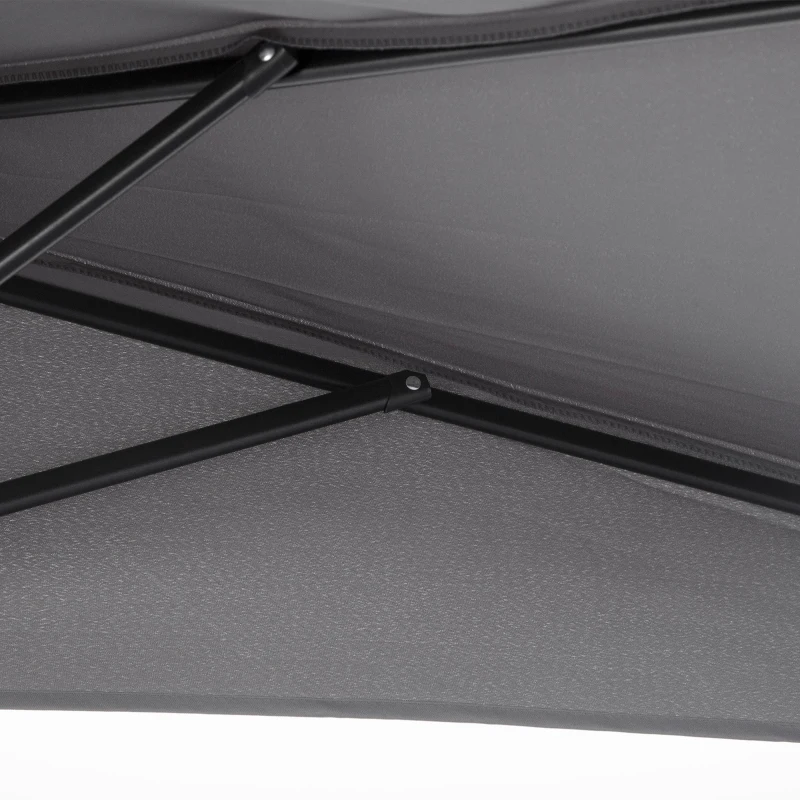 Outsunny Meio guarda-sol guarda-sol de varanda 5 espaçadores metal chaminé incluída 2,93 x 1,5 x 2,49 m poliéster alta densidade cinza