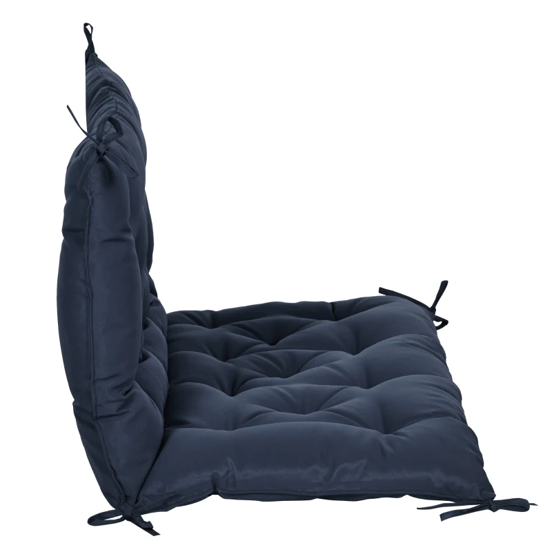 Outsunny Almofada-colchão assento e encosto para banco de jardim balancim sofá 2 lugares grande conforto 100 x 98 x 8 cm azul escuro
