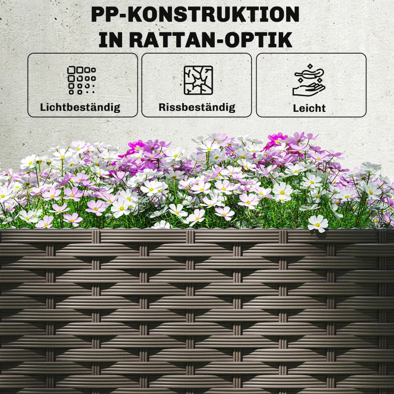 Outsunny Set van 2 Spalier met bloembak Bloembak met drainagegat Timer bewateringssysteem 80 x 40 x 136 cm Bruin