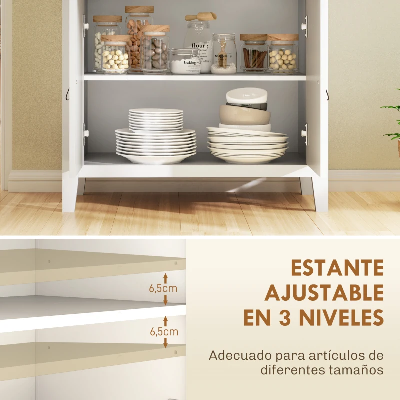 HOMCOM Aparador con Cajón Armario de 2 Niveles y Estante Ajustable Base Elevada y Amplia Superficie 80x40x90cm Blanco y Roble