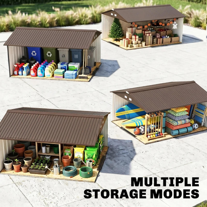 Outsunny 13 x 11ft Large Metal Storage Shed Sliding Doors