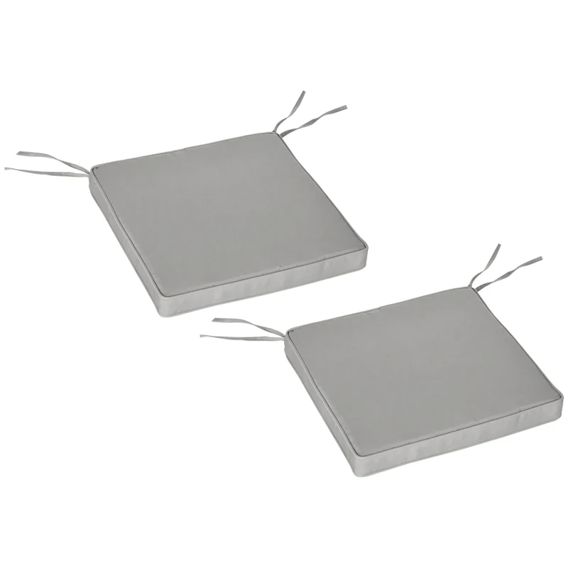 Outsunny Conjunto de 2 Almofadas para Cadeira/Poltrona de Jardim Almofadas de Assento com Capas Removíveis Acolchoamento 5 cm Poliéster Cinza claro