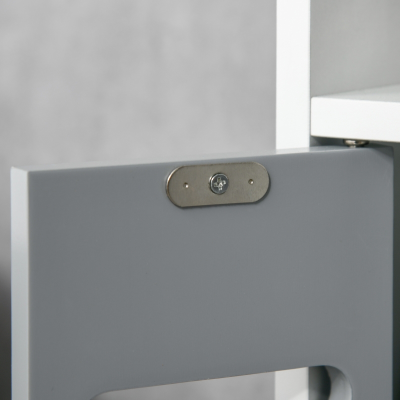 kleankin Columna Baño con 3 Puertas y 3 Estantes Mueble Auxiliar Alto de Estilo Moderno 15x17x120cm Blanco y Gris