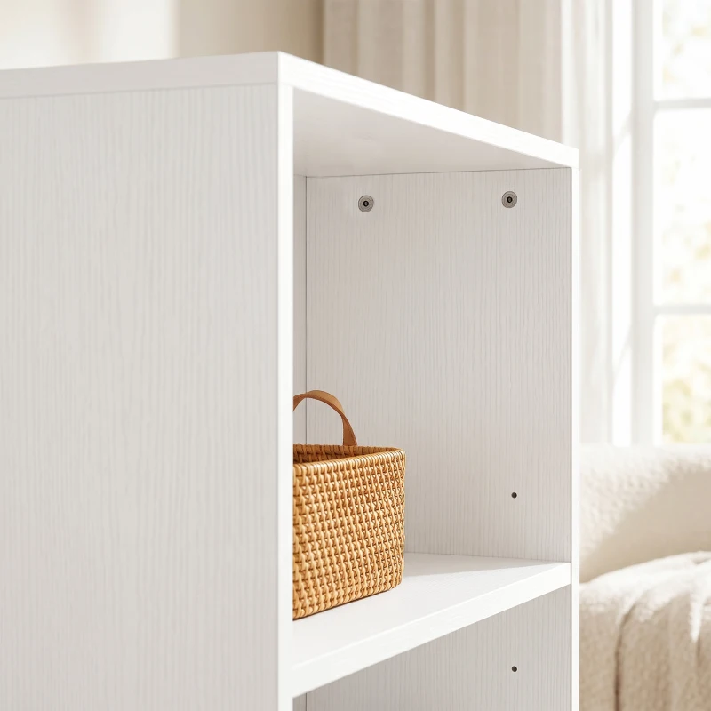 HOMCOM Estantería de almacenaje con 3 compartimentos y estante regulable, 60 x 24 x 93 cm, blanco