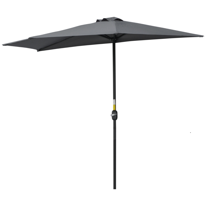 Outsunny Meio guarda-sol guarda-sol de varanda 5 espaçadores metal chaminé incluída 2,93 x 1,5 x 2,49 m poliéster alta densidade cinza