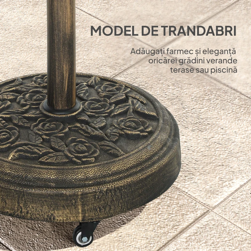 Outsunny Bază Rotundă pentru Umbrelă din Rășină de 21kg cu Roți și Frâne, Bronz