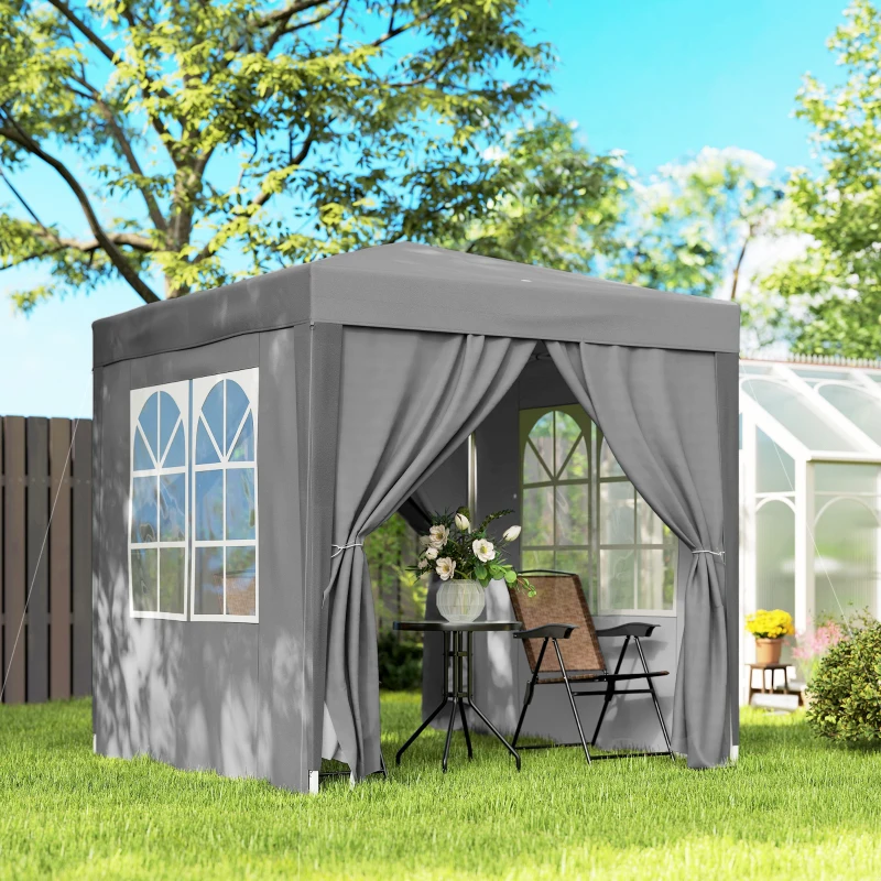Outsunny Tonnelle de jardin extérieure tonnelle pliante pop-up réglable en hauteur protection UV 2 x 2 m gris