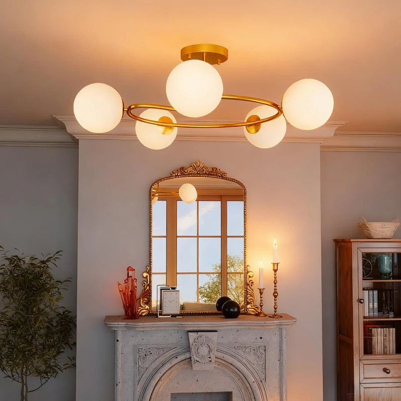 HOMCOM Lampa sufitowa 20 W z 5 gniazdami G9, elegancki złoto-biały wygląd, bez żarówek