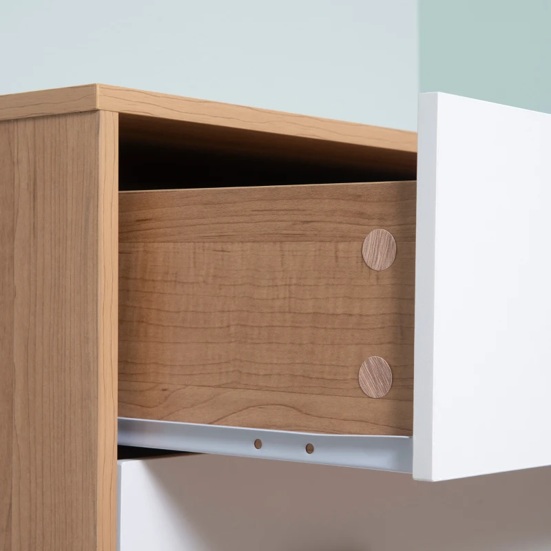 HOMCOM Cómoda de Madera con 3 Cajones Cajonera Armario Auxiliar de Almacenamiento Moderna con Patas Elevadas para Dormitorio Salón 80x39x80 cm Blanco y Natural
